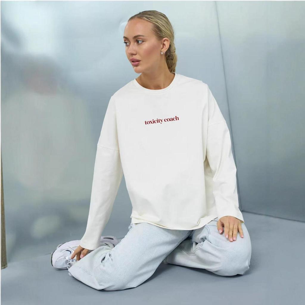 Versatile Mid-Length Women's Long-Sleeve Pure Cotton T-Shirt – European/American Autumn Style