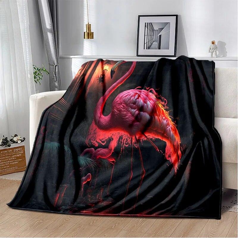 Cartoon Pink Flamingo Rainforest Love Bird Blanket,Soft Throw Blanket for Home Bedroom Bed Sofa Picnic Travel Cover Blanket Kids