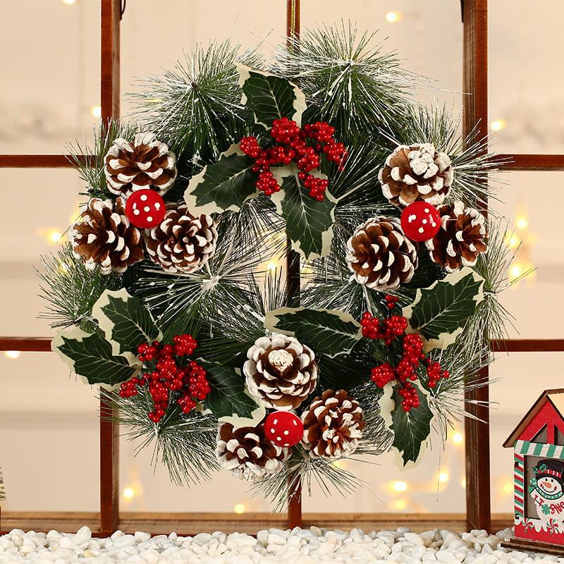 Cross-Border Christmas Wreath & Garland: Pine Needle Ornaments for Hotels, Malls, and Door Decorations