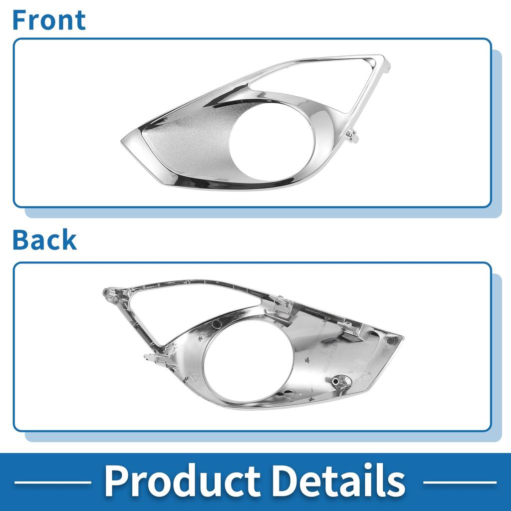 ABSOPRO Front Lower Bumper Fog Light Cover Inserts for Toyota Avalon Silver Tone 1 Front Left 2013-2015, ABS, Piece,