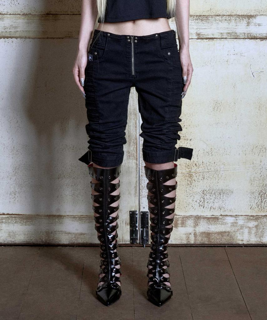 Opeoseu0012 Op.08 Motoback Capri Pants Black