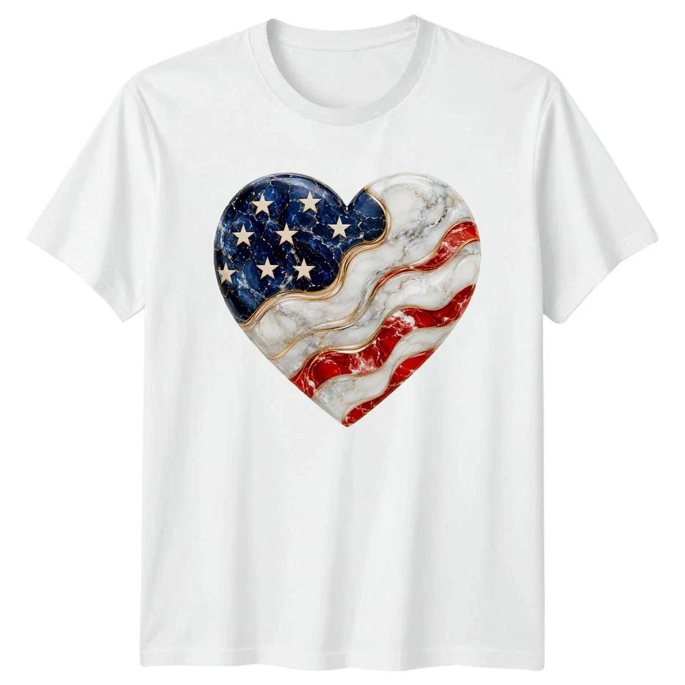 American Flag Heart Unisex T Shirt 4th Of July Gift S