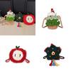 Christmas Tree Apple And Five Pointed Star Knitted Crossbody Bag With Inner Card And Phone Pockets For Daily Use