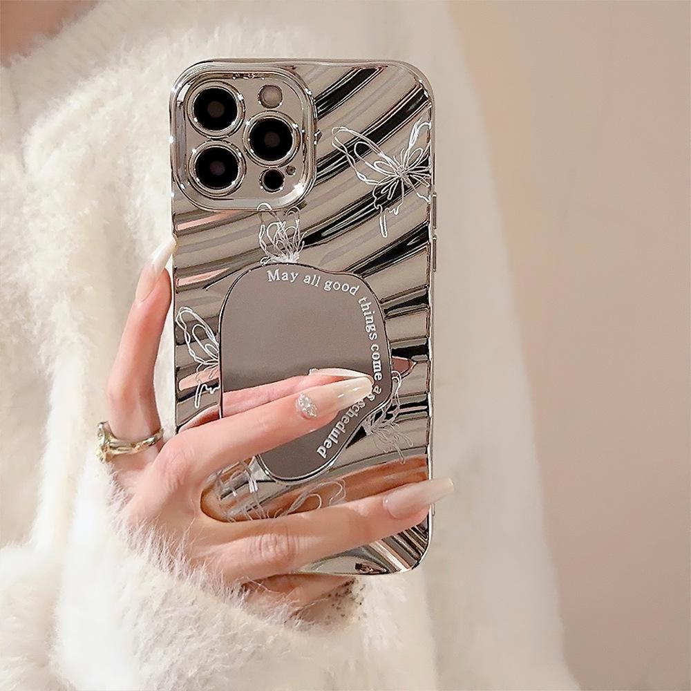 Butterfly Mirror for IPhone17 for Apple Phone Case Electroplated Silver 14promax Premium 15 for 16 Wave