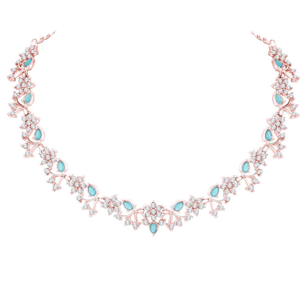 American Diamond AD with Colorful Crystal Necklace Jewellery Set for Women/Girls | Perfect for Weddings, Parties & Festive Occasions