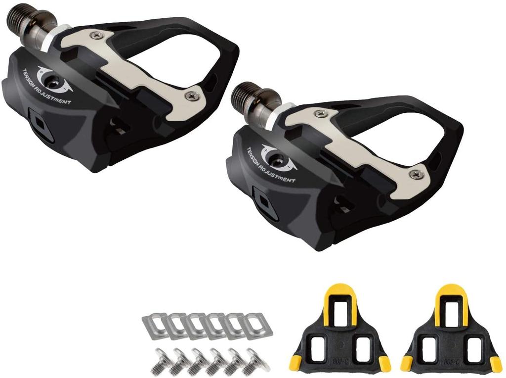 GORIX Carbon Fiber Pedals with Cleats for Road Bicycle Pedals with Bindings (Yellow) GX-R31 Bikes,