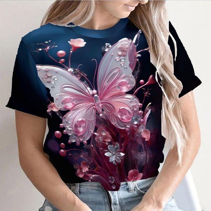 Women's T-shirt with round neck and short sleeves