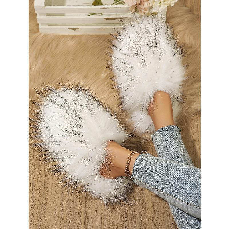 Winter new bag head plush fluffy home slippers women's flat bottom large size indoor slippers fluffy mop