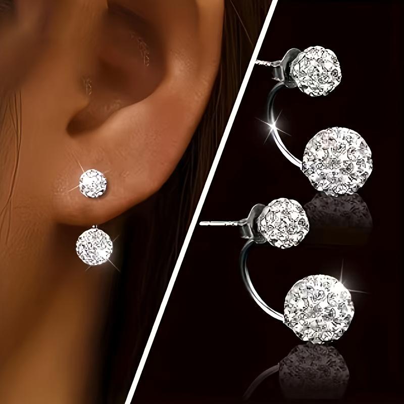 2pcs, Sparkling Ball Earrings - Women'S Fashion, Hanging Semi-Cover Design, Hypoallergenic, Suitable