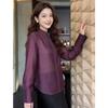 Rongtai Women's 2026 Spring Tencel Glossy Stand Collar Shirt