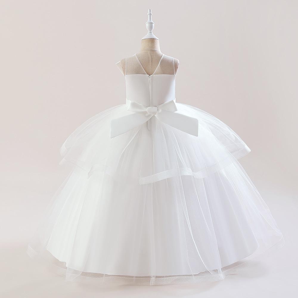 Girls' Sleeveless Puffy Formal Dress - Medium/Large - Flower Girl/Princess - Floor-Length for Weddings, Christmas, Parties, or Performances