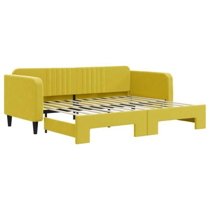 VidaXL Daybed with Trundle Bed Yellow 90x200 Cm Velvet 3197068