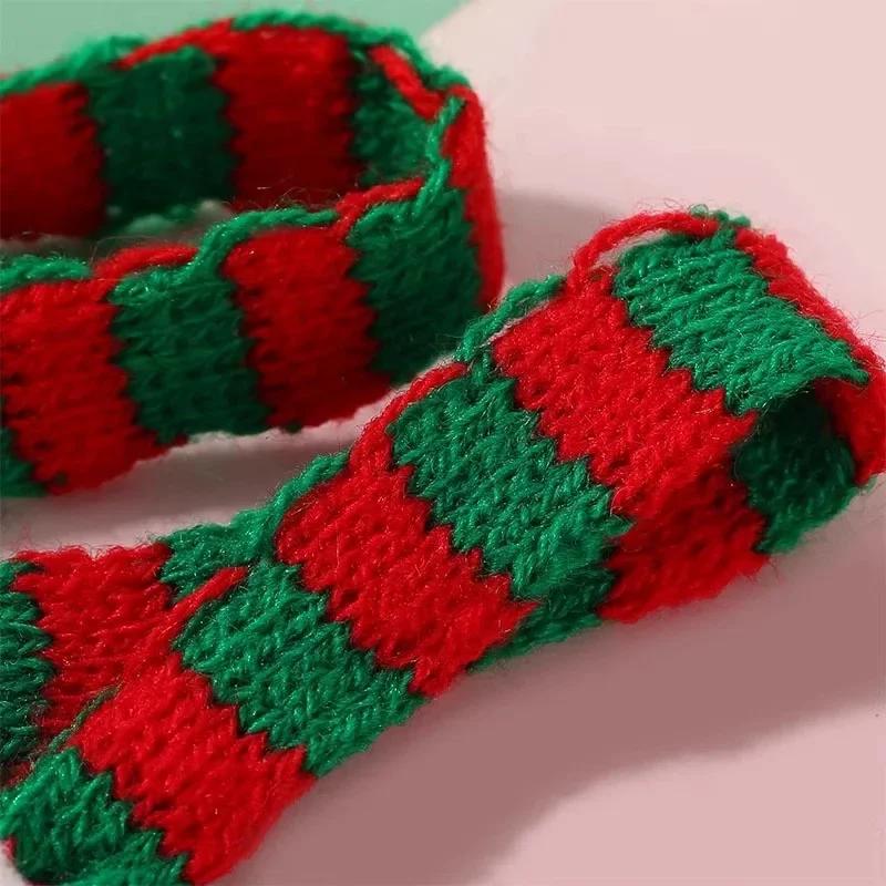 Mini Santa Knitted Hat & Scarf Small Christmas Costume for Cat Rabbit Doll Lollipop Bottle Cap DIY Xmas Party Dinner Decoration