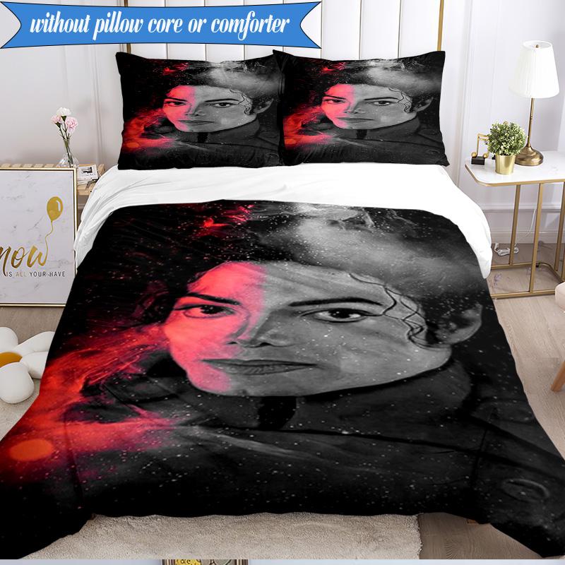 Metallic Hair Style Michael Muisc 3pcs K-pop Music Group Bedding set,Ideal for Bedroom, Dormitory,Including Duvet Cover And 2pcs Pillowcases,Fan Gift