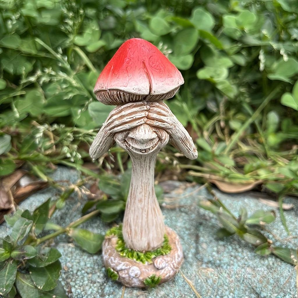 Mushroom Decor Funny Resin Art Quirky Zen Ornaments Creative Home Accents See No Evil/Hear No Evil/Speak No Evil