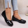 Fashion Women Fashion Light Weight Wedge Heel Comfort Spring Autumn Shoes Casual Sweet Black Leather Soft Bottom Flat Shoes