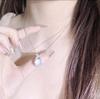 S925 Sterling Silver Princess Bow Necklace with Agate Pendant - Women's 2024 Versatile Accessory