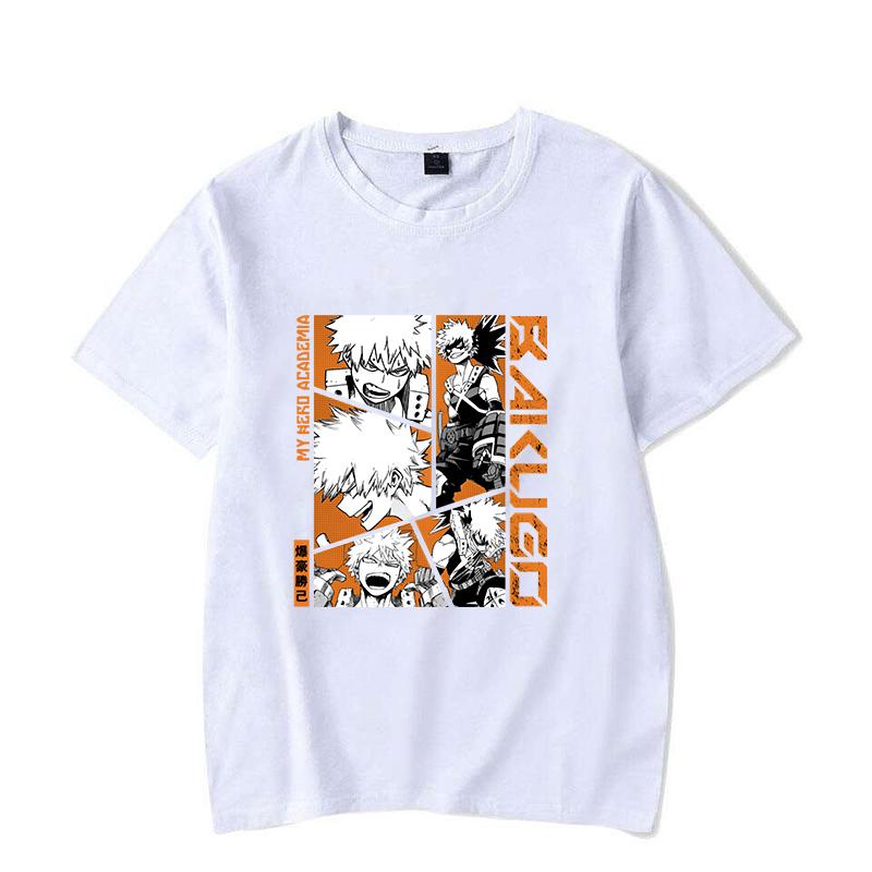 Anime Bakugou Katsuki Printed T-shirts for Women Men Summer Tee Shirt Personality Casual Short Sleeves Round Neck Tops