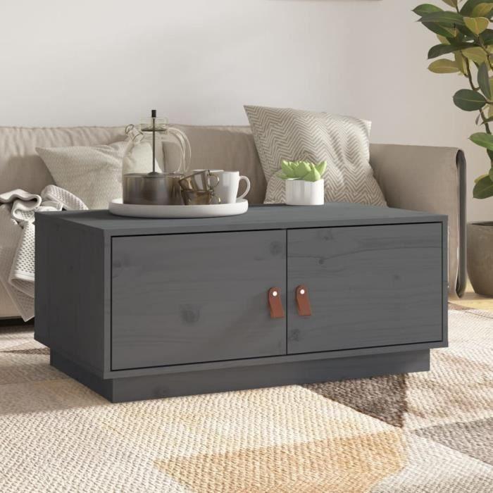 VidaXL Table basse Gris 80x50x35 cm Bois massif de pin 818252