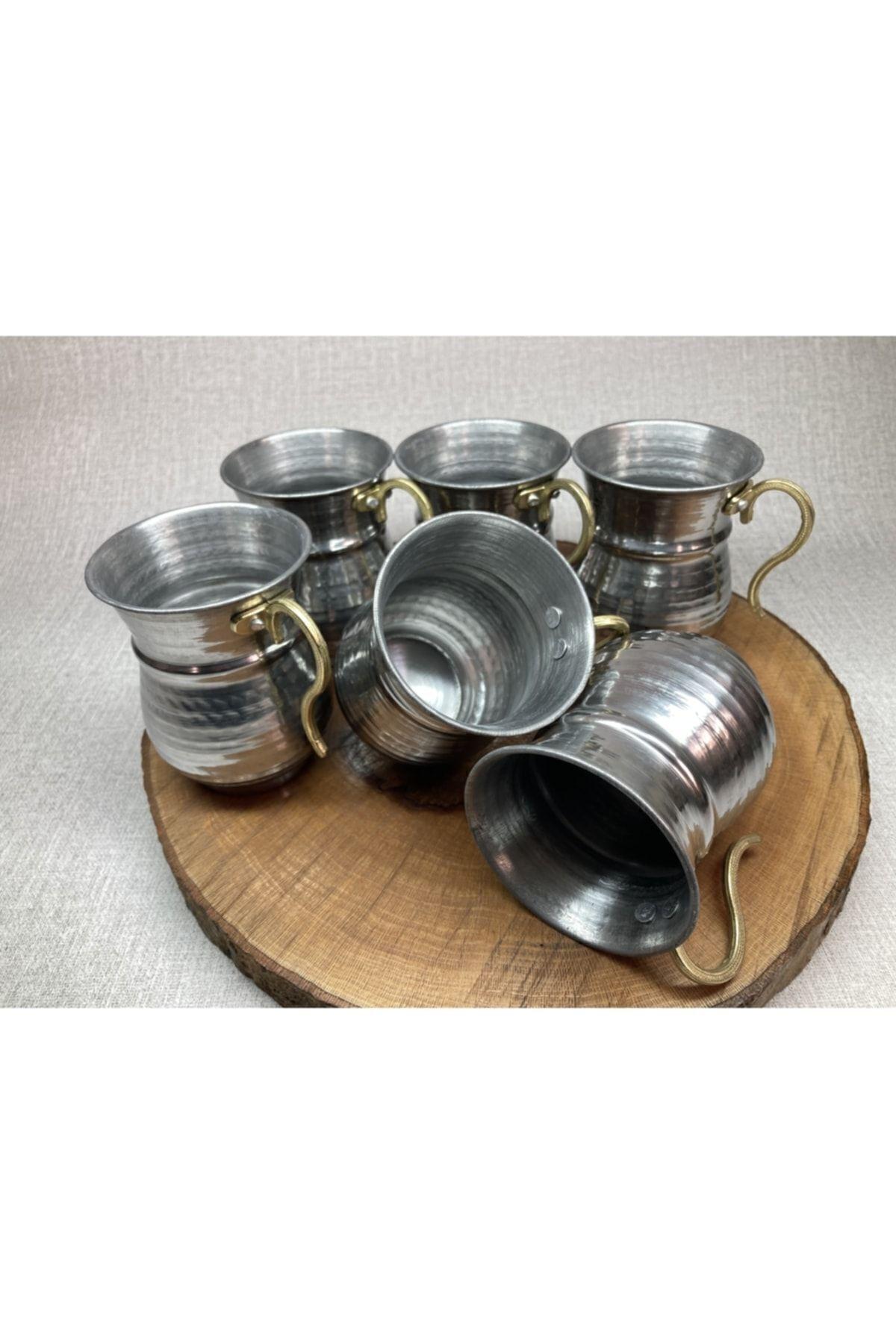 

Chrome Forged Ayran Glass Set of 6 - Metal Authentic Glass - Chrome Mug сірий
