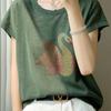 Bamboo Joint Cotton Short-sleeved T-shirt Women Round Neck Fashionable Versatile Small Shirt Bat Sleeve Top Thin Style