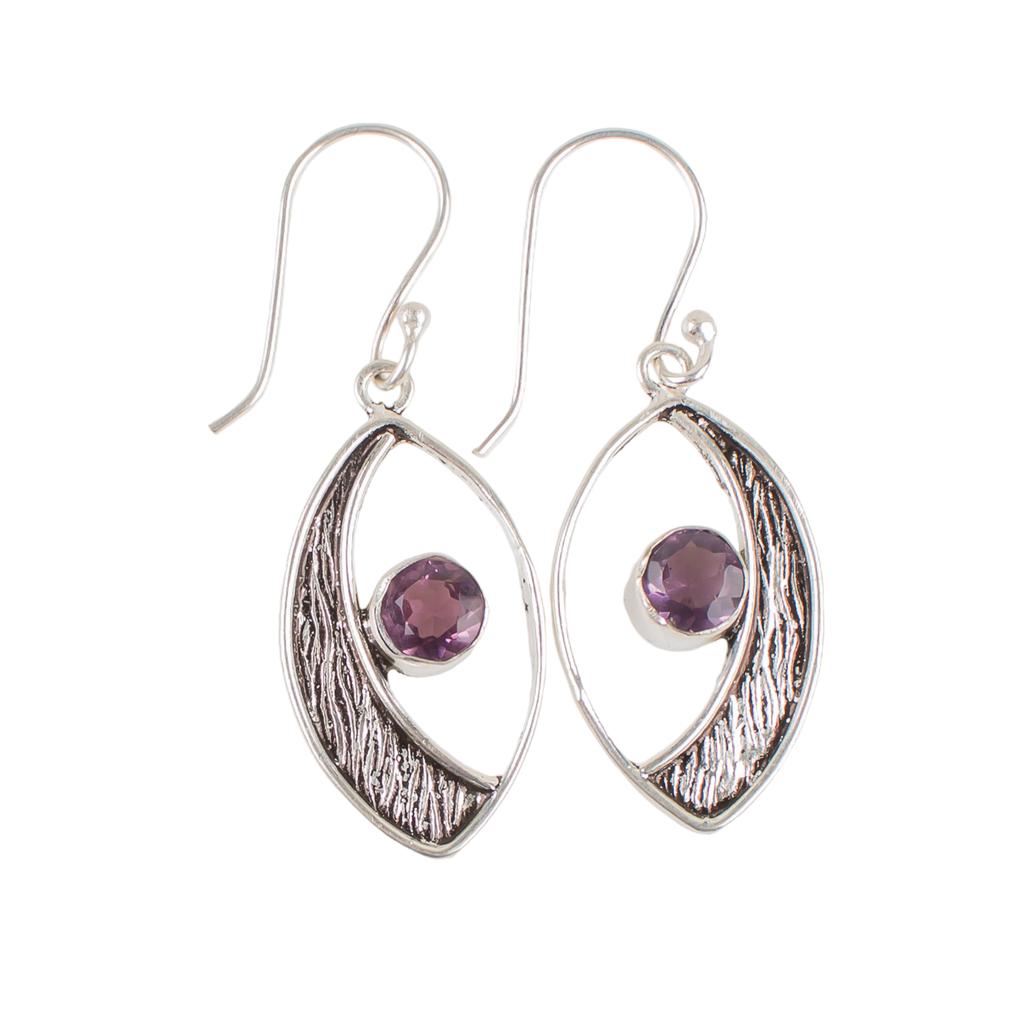 Amethyst Gemstone 925 Sterling Silver Jewelry Handmade Women Gift Earrings 1.60" EE-61-5