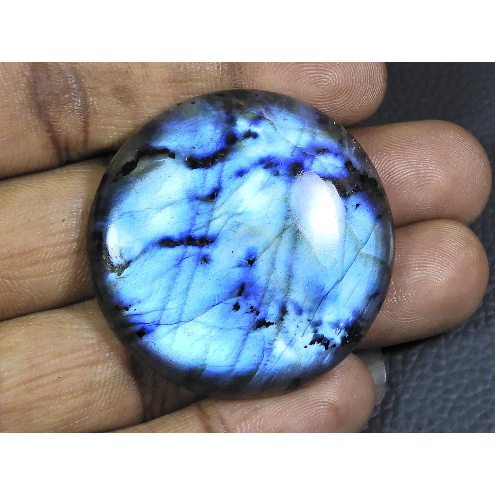 

101Cts. Natural Labradorite Blue Round Cabochon Loose Gemstone 42X42X06MM B-02