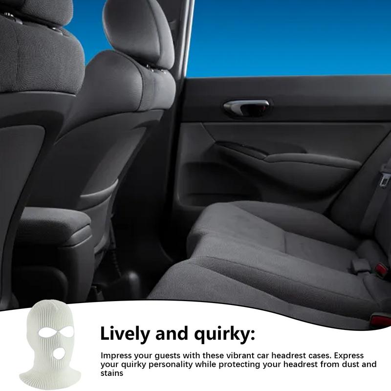 Funny Car Seat Covers Ghost Protector Headrest Covers Universal Fit Balaclava 3Hole Full Cover Halloween Christmas Funny Car