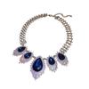 Silver Needle Inlaid with Diamonds, Colored Rhombus Water Drop Earrings,exaggerated Elegance, Clavicle Chain, Light Luxury and High-end Set