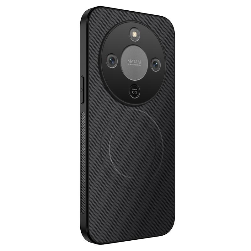 Luxuriöse schwarze Silikon-Matte Handyhülle für Honor X60 Pro X70 Kohlefaser-Rückseite für Honor X70 Magnetische weiche Bumper-Hülle