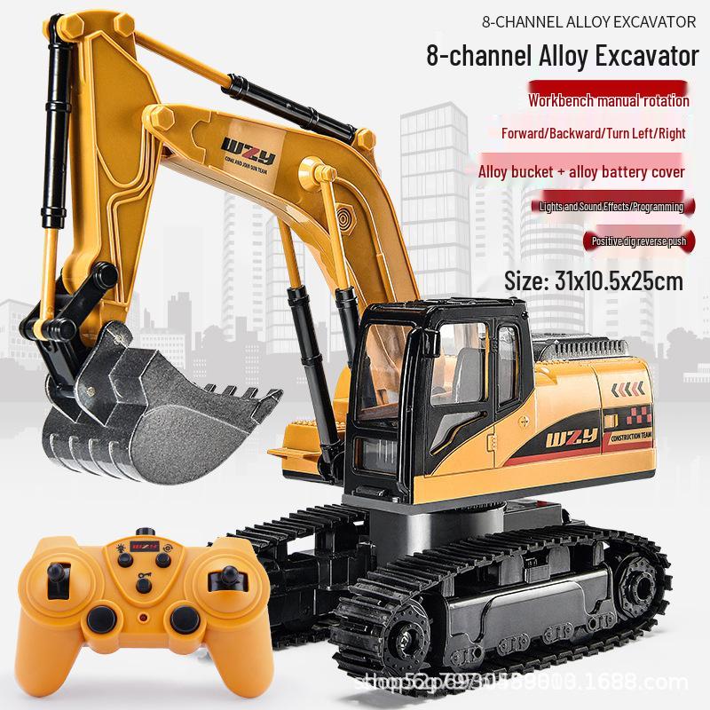 New Remote Control Alloy Excavator Toy for Kids Ages 3-8 - Engineering Vehicle Simulation