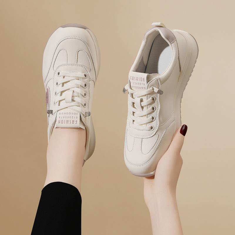 Leather Sneakers Women's New Models Breathable Spring and Autumn Fashion Versatile Women's Shoes Platform Leather Women's Casual Shoes