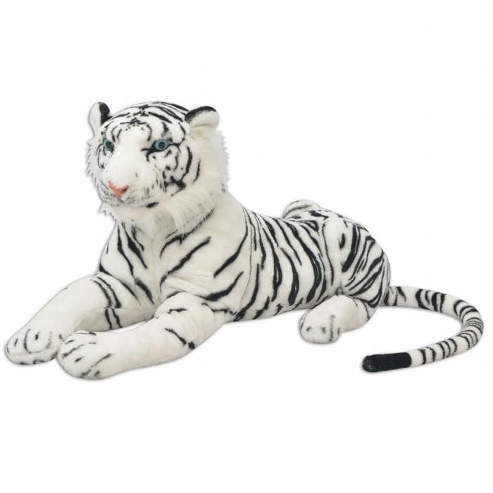 Kosedyr tiger - vidaXL - XXL - Hvit med striper - 146 x 40 cm - For barn fra 3 år