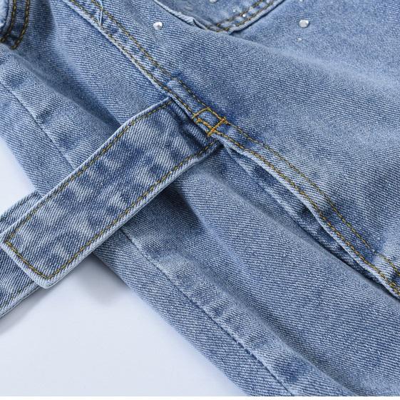 Spring and Autumn Women's Plus Size Denim Vest Mid-length Loose Light Color Casual Waistband Hole Sleeveless Denim Jacket Coat