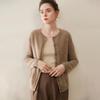 Leka Sha 100% Cashmere Women's Round Neck Single-Breasted Cardigan Jacket