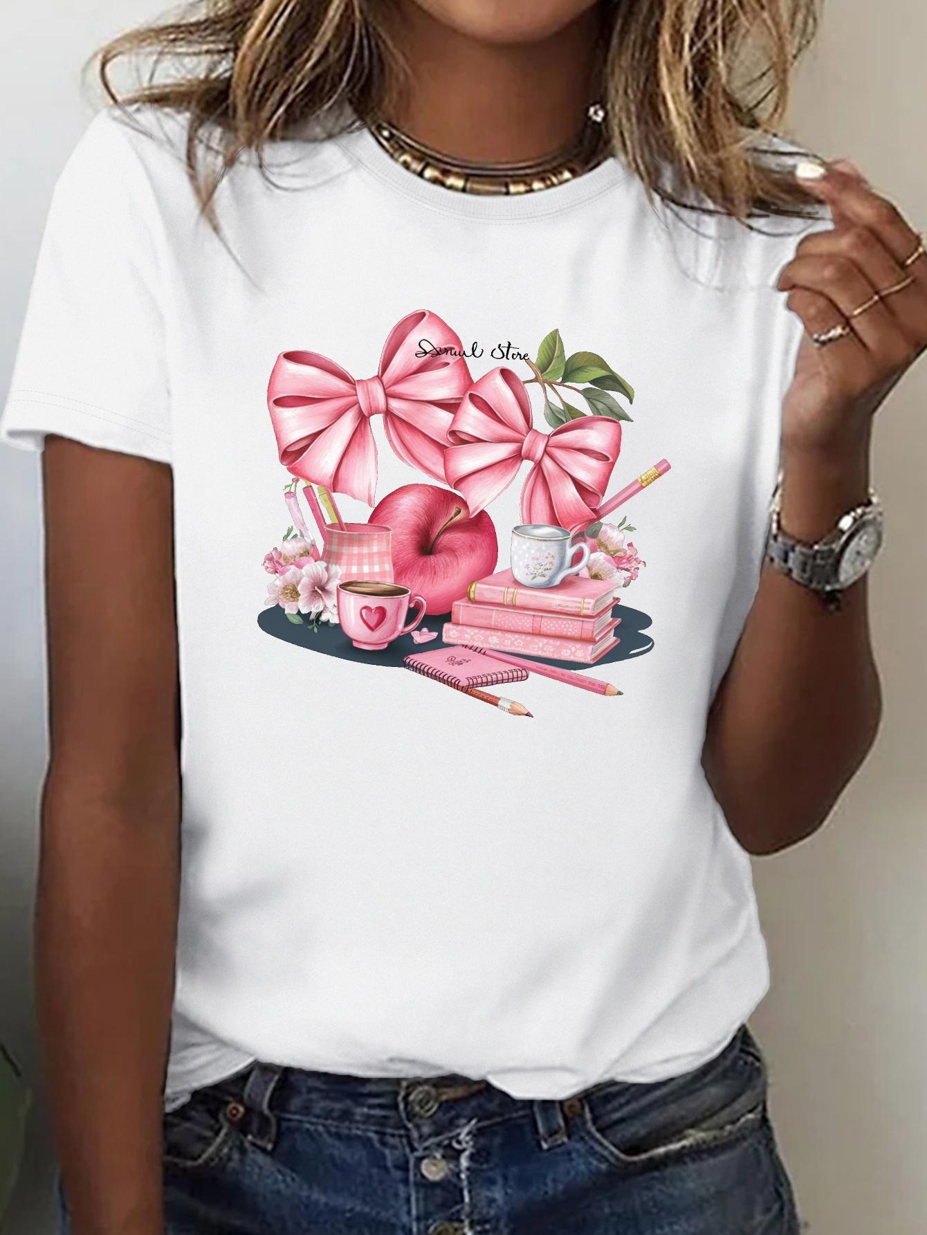 

Женская футболка из полиэстера европейского размера с бантами для рабочего места, удобного кроя. S белый