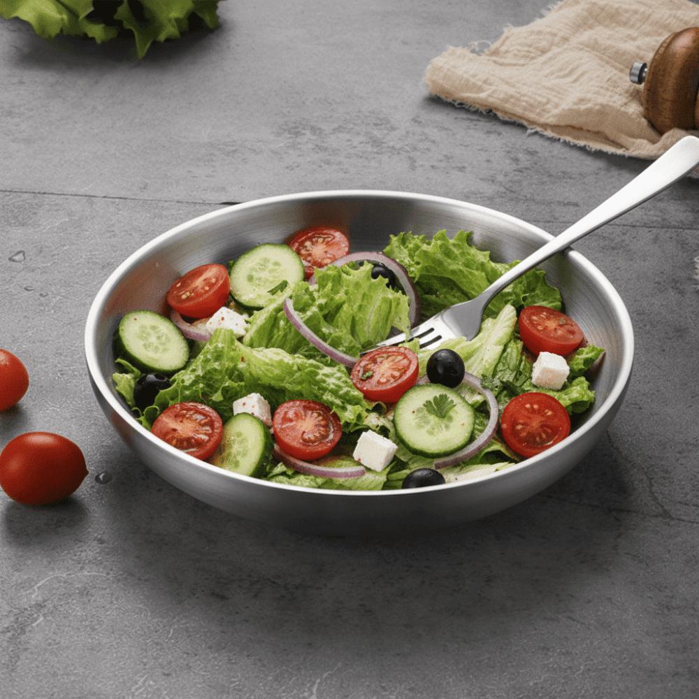 Durable Double Layer 304 Stainless Steel Dishes Anti Scalding Thickened Dinning Plate Round Non-slip Fruit Pan Restaurant