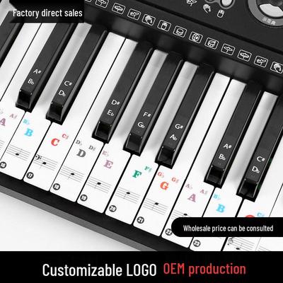 Transparente Klaviertastatur-Aufkleber für 88 Tasten - Notensystem & Vereinfachte Notation, Noten, Tastenpositionierung für elektronische Keyboards.