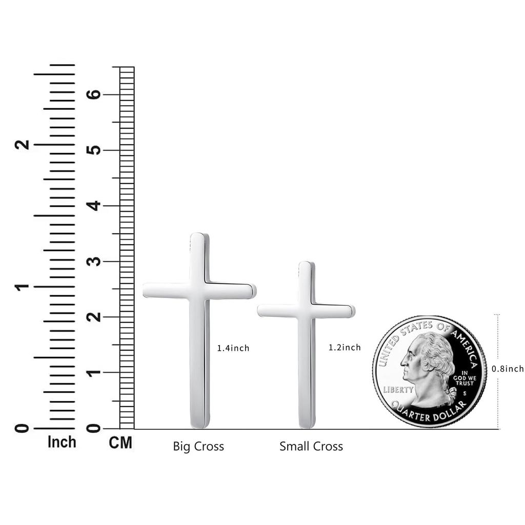 GAVU Christian Stainless Steel Silver Cross Necklace for Men