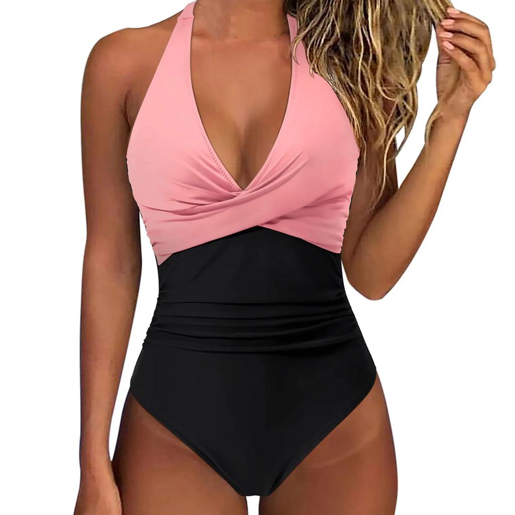 One Piece Swimsuit Women Backless Swimwear Leopard Print Swimsuit Floral Lace Up Bikini Summer 2025 Holiday Beachwear New