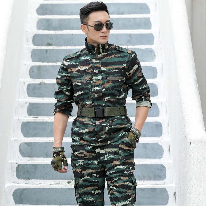 Mens Camo Tactical Uniform Set Quick-Dry Breathable Workwear Military Training Outdoor Hiking Camping