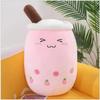 Kawaii Fruit Drink Plush Stuffed Soft Pink Strawberry Milk Tea Plush Boba Tea Cup Toy Bubble Tea Pillow Cushion Kids Gift