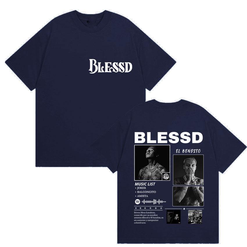Rap Singer Blessing Bendecido Tour 2025 Summer Mens Womens Fashion Pop Music Hip Hop Gothic Pure Cotton Short Sleeved Tshirt