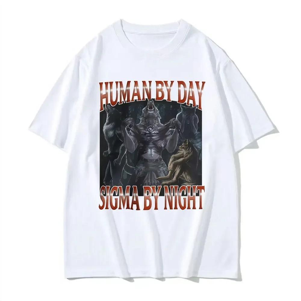 2026 Short Sleeved Round Neck Y2k Tshirt Unisex Clothing New in Top Tees Unisex T-Shirt Camisetas Dark Fantasy Humor Sigma Meme Werewolf