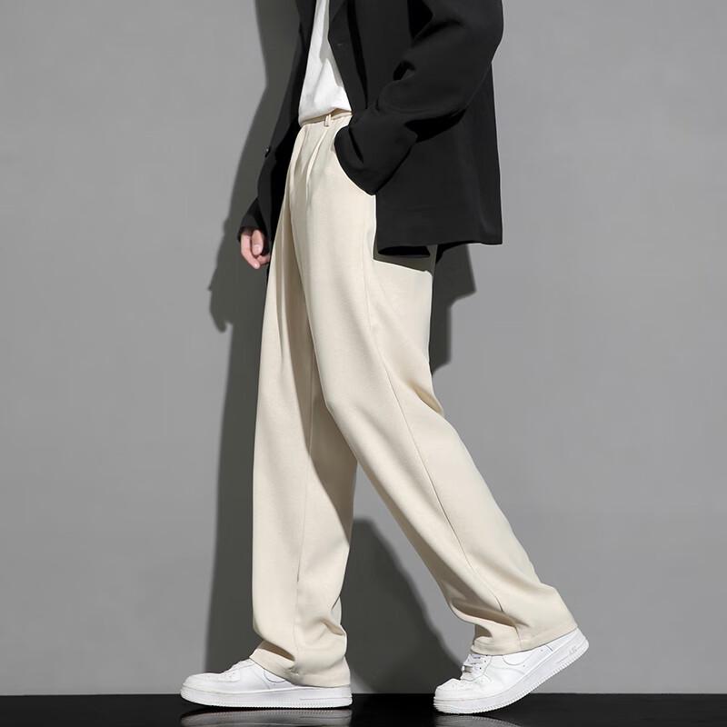 LOMBT Pantalon de ville décontracté à jambe droite pour homme LF02