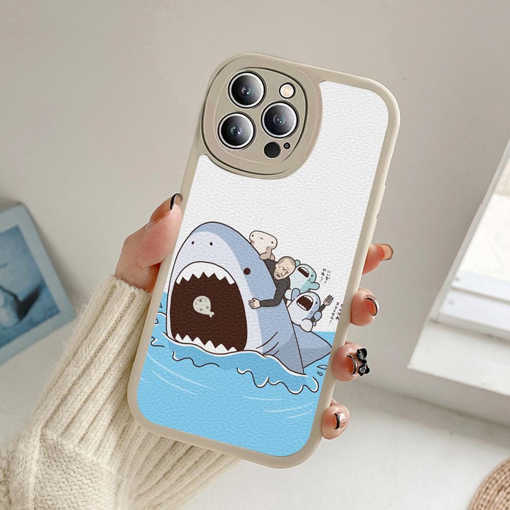 Nové pouzdro na telefon Grinning Shark pro Iphone 14 13 11 12 Pro MAX 13 12 MiNi 7 8 14 plus X XS XR Cartoon Shark Lambskin Covers