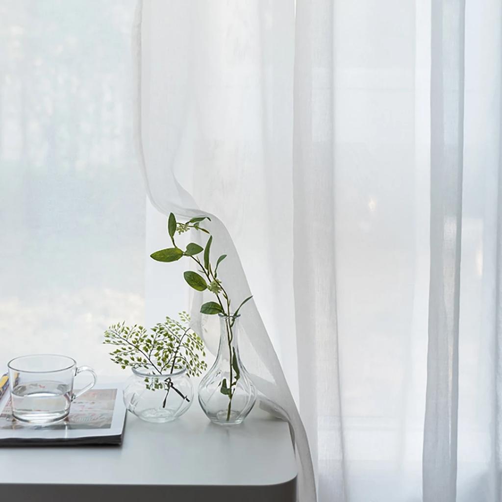 1pc Modern Solid Colour Sheer Curtain, Curtains for Living Room, Bedroom, Home Decoration, French Window Screen with Rod Pocket