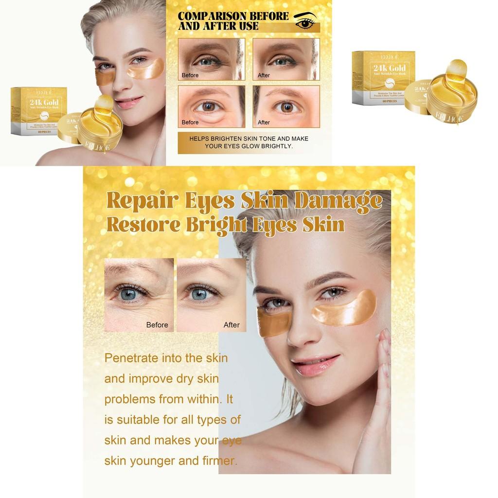 Eelhoe 24k Gold Eye Mask For Hydration And Brightening Of Eye Skin With 60 Pieces