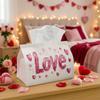 1pc Valentine's Day Tissue Box Cover Compatible for Tissues - Romantic Pink Heart Print with Hearts, Durable Fabric Suitable for Home Decor, Compact S