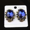 2026 European and American Retro Crystal Gemstone Stud Earrings Fashion Temperament Versatile Earrings Simple Ear Jewelry